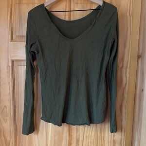 Olive Green Long Sleeve Women's Top